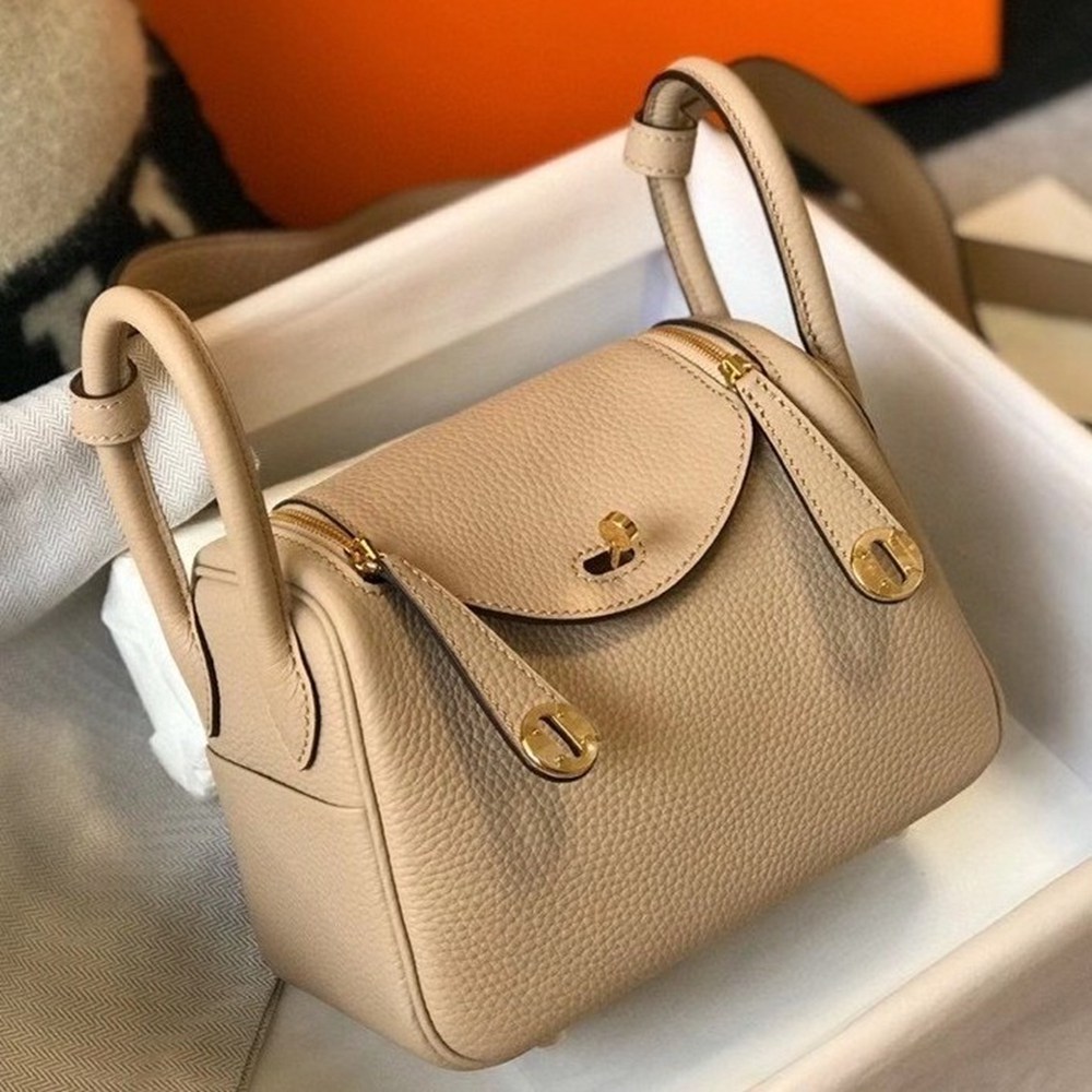 Hermes Mini Lindy Bag In Trench Clemence Leather TDBS27449