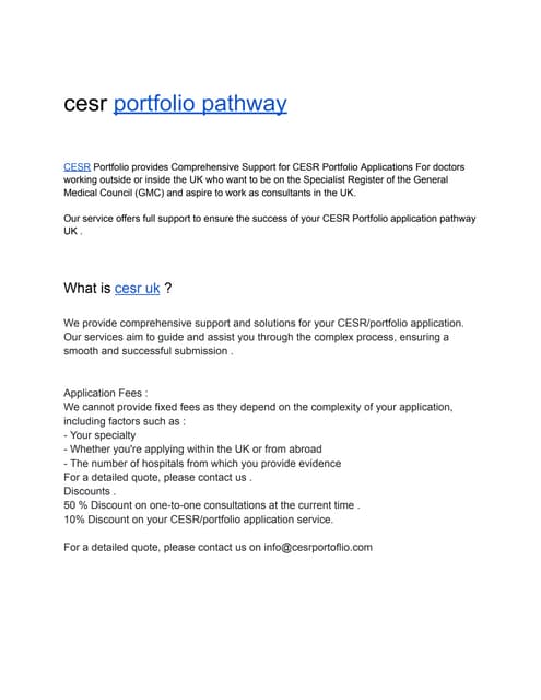 cesr portfolio pathway in United kingdom | PDF