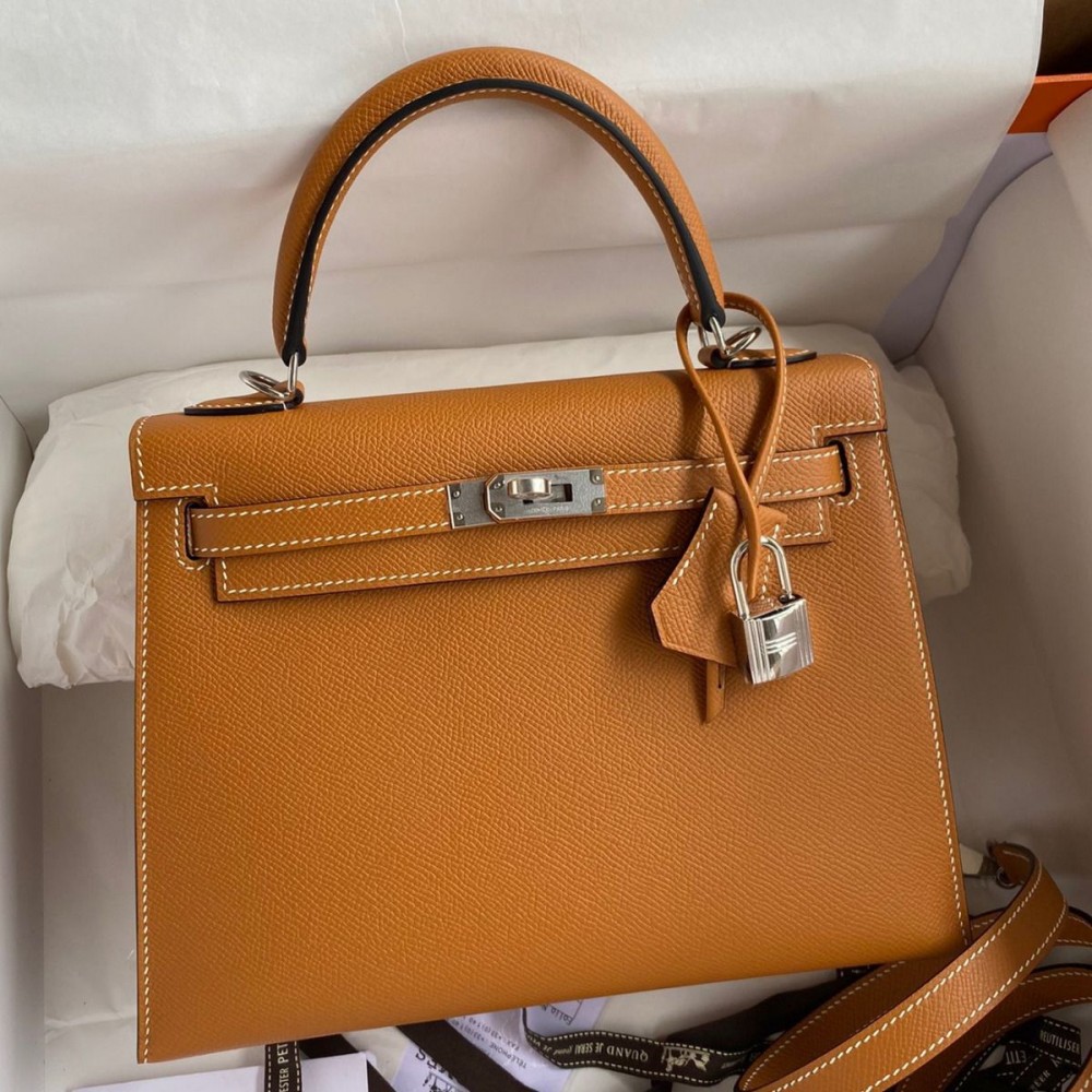 High Quality Replica Hermes Kelly Sellier 25 Handmade Bag In Toffee Epsom Calfskin $ 549 USD