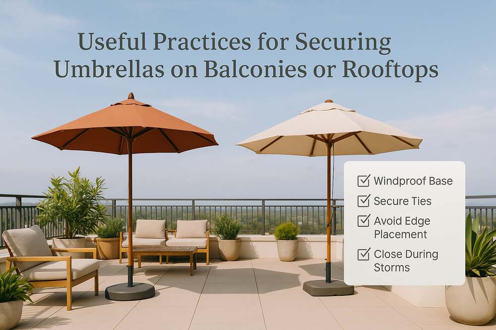 What are some useful practices for securing umbrellas on balconies or rooftops? - InsideTechie